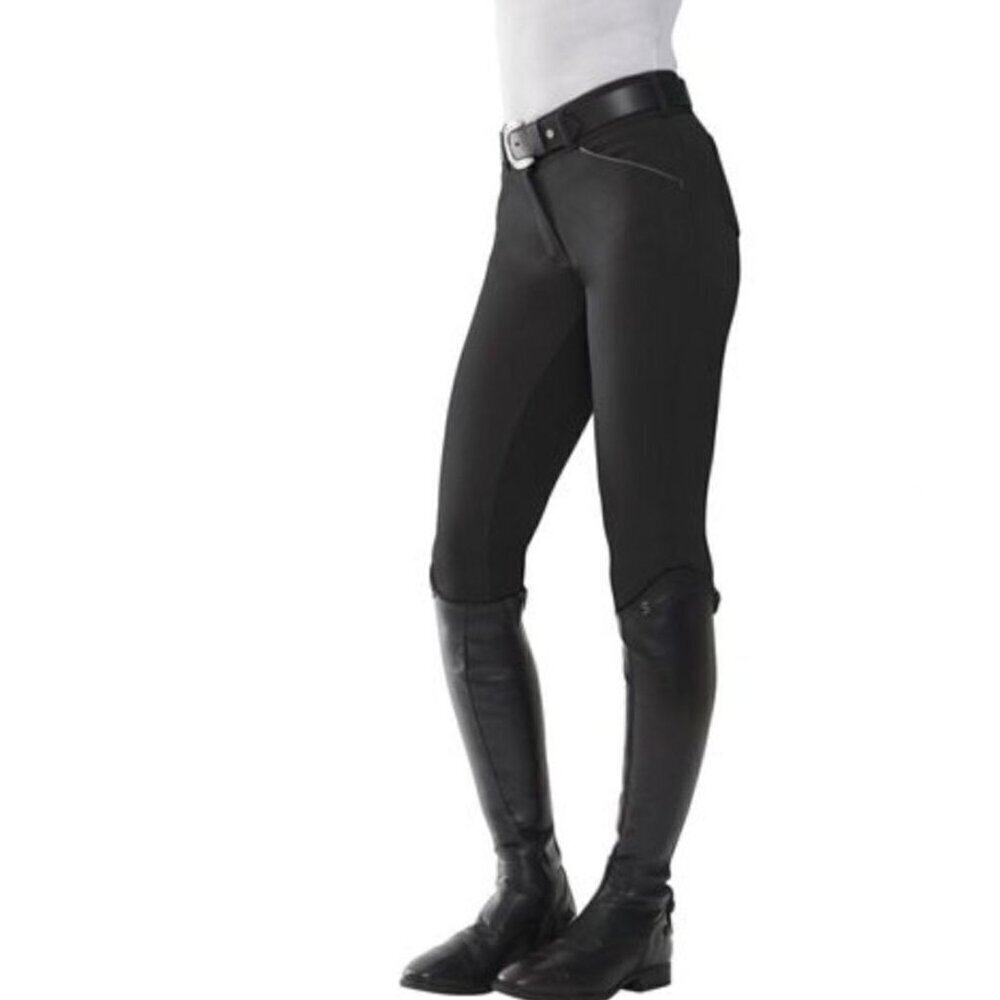 Dover Saddlery Womens Basic II Breech Knee Patch Riding Pants 34R Black AN NWT - Picture 2 of 10